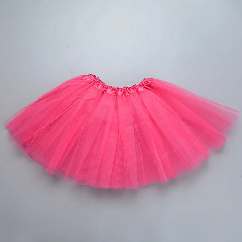 Girl Elastic Ballet Dancewear Tutus Mini Skirt For Birthday Party Dance 3 Layer Tulle Tutu Skirt for Kids Princess 2-8Y Girls