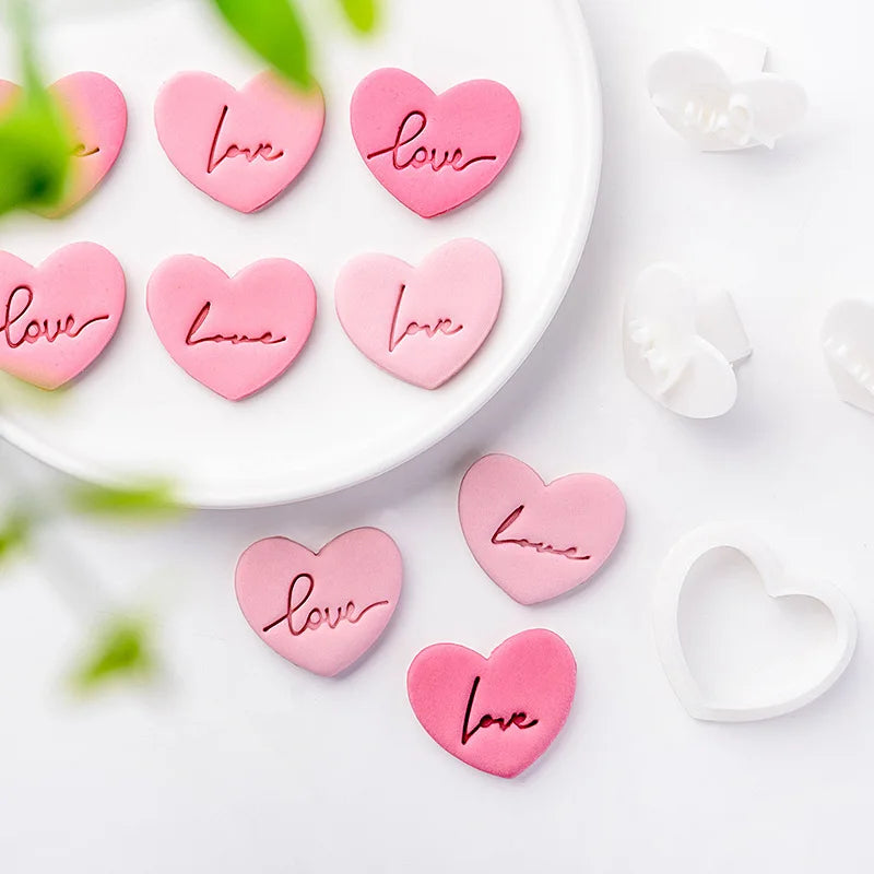 4pcs Valentine's Day Love Letter Cookie Mold Heart Fondant Cake Decorating Tools Wedding Party Handmade Gift Baking Accessories