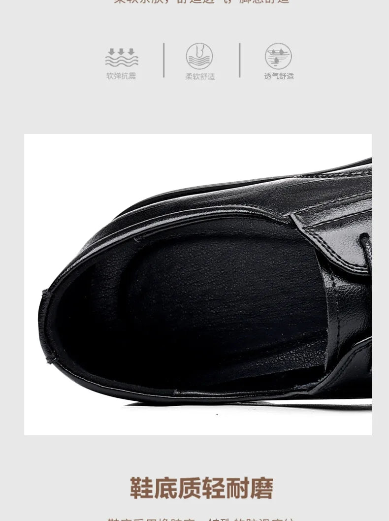 3 6 8cm Heel Men's Dress Shoes New Designer Cow Leather Increase Casual Spring Autumn Black Platform Wedding Shoes Male