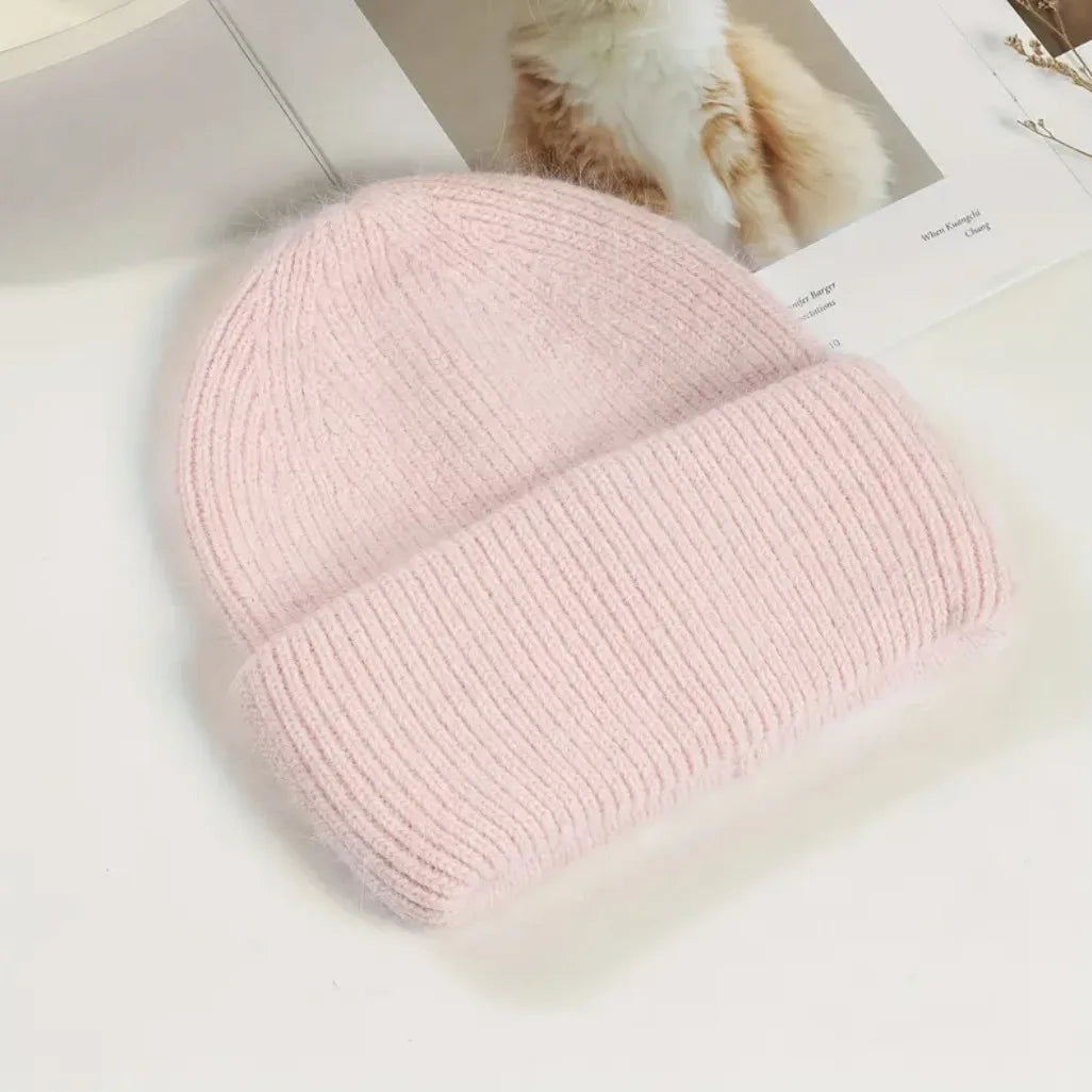 Women's Winter Hats Fashion Warm Bean Hats Solid Color Adult Hats Cute Knitted Hats Baotou Hats Autumn/Winter