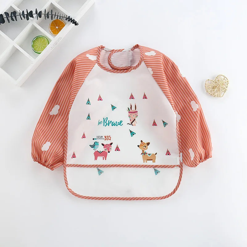 Waterproof EVA Full Sleeve Baby Bibs Children Apron Long Sleeve Feeding Smock Kids Eating Breastplate Infant Scarf Clothing