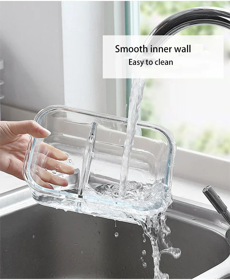 Glass Lunch Box Sealed Fresh-Keeping Box with Lid Portable Student Picnic Box Microwave-Heated Special Food Container Bento Box