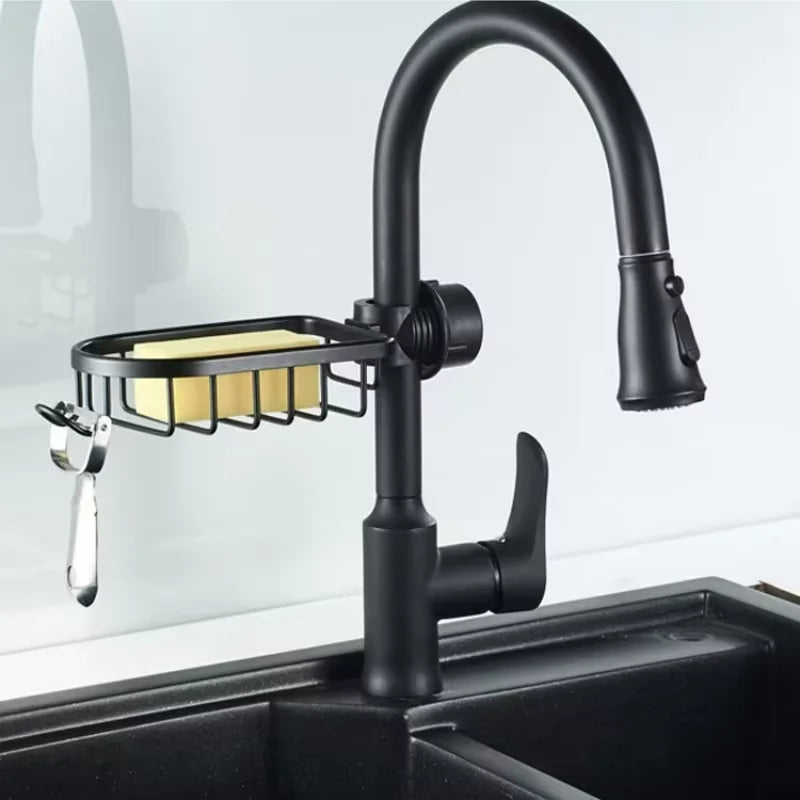 Kitchen Space Aluminum Sink Drain Rack Sponge Storage Faucet Holder Soap Drainer Shelf Basket Organizer Bathroom Accessories