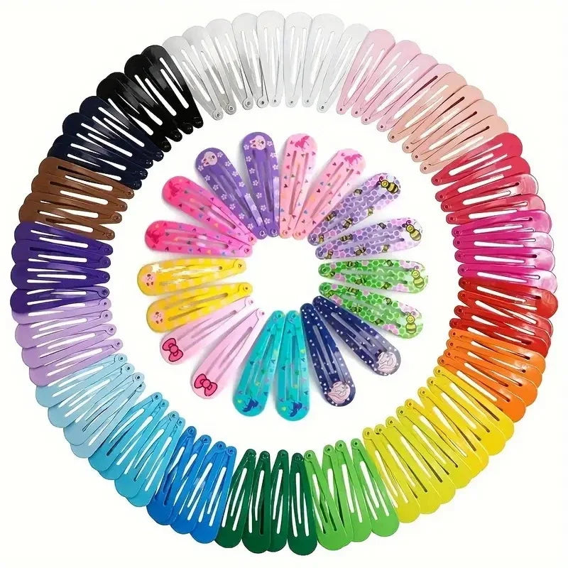 Candy Colour Snap Hair Clips Set – Glossy No-Slip Barrettes for Baby Girls