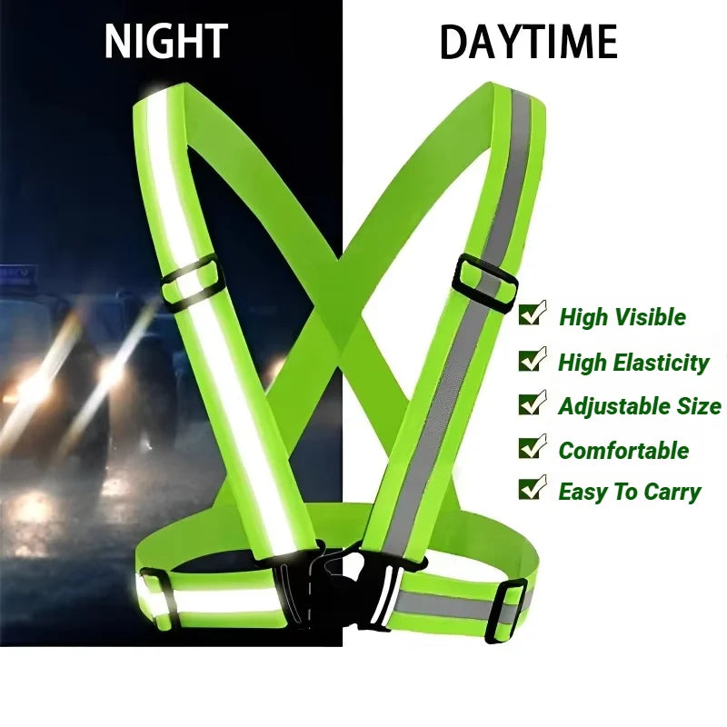 Reflective Safety Vests Lightweight Adjustable Elastic Vest Jacket Hi Vis Reflective Strips for Traffic Control Running Cycling