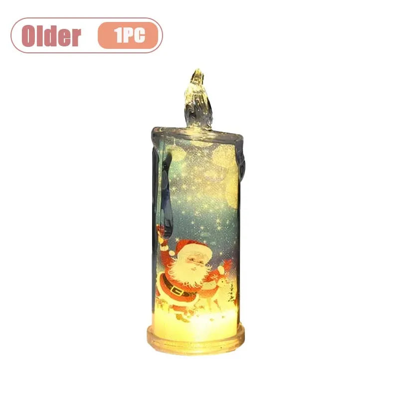 1-5PCS Flameless LED Christmas Electronic Candle Realistic Dripping Tears Santa Claus Snowman Ornaments Holiday Decorative