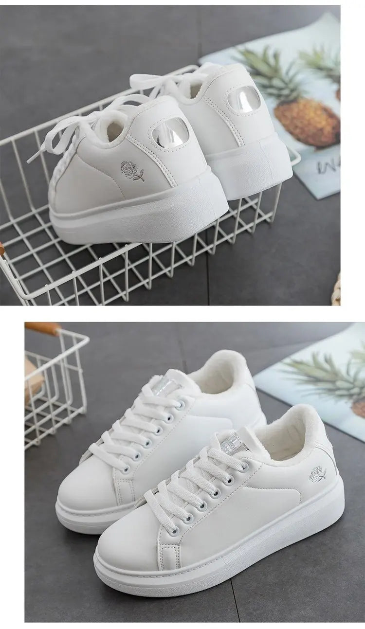 Fashion White Breathable Women Running Shoes 2023 Spring Autumn Embroidered Flower Lace-Up Casual Sneakers Zapatos De Mujer