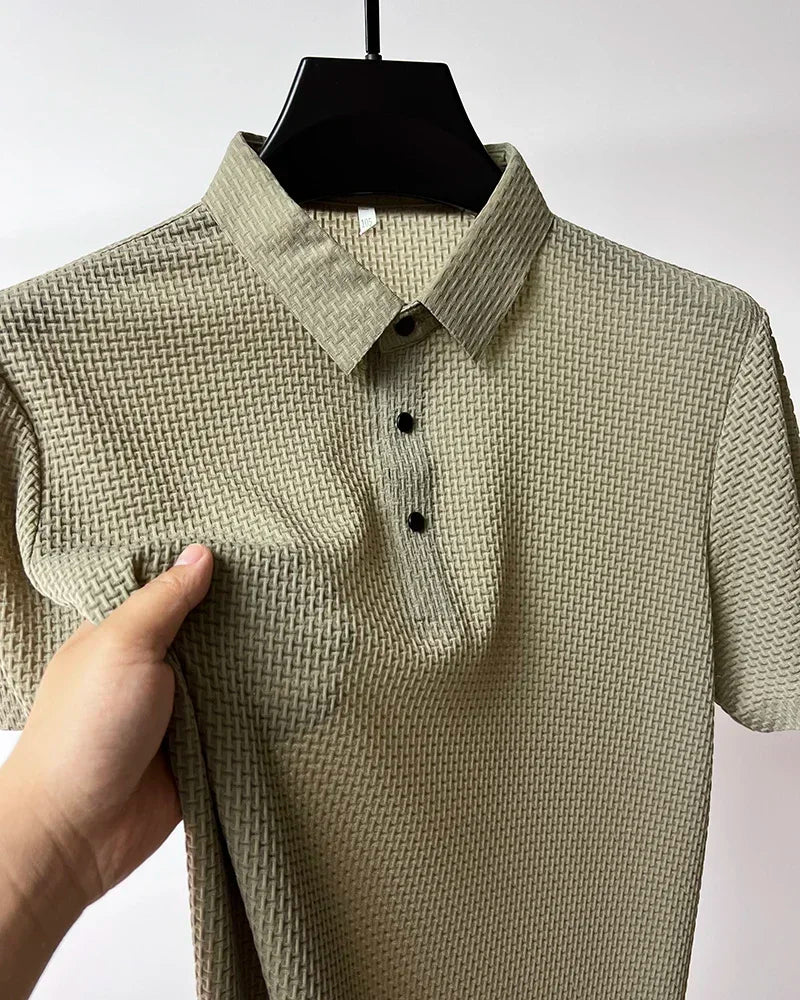 Business Casual Sweat-absorbing Top Brand Clothes Summer New Men's Short Sleeve T-shirt Ice Silk Cool and Breathable POLO Shirt