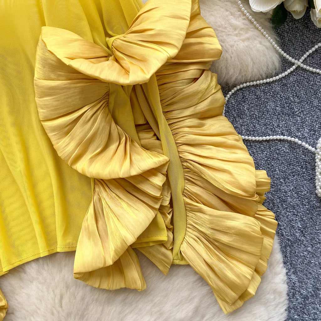 SINGREINY Autumn Ruffles Party Blouses Female O Neck Long Sleeves Temperament Mesh Shirts Women Senior Sheer Loose Thin Tops