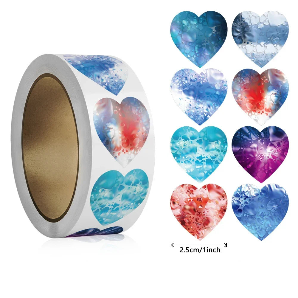 50-500pcs 1inch Red Heart Stickers for Valentine's Day Baking Packaging Sticker Envelope Seals Love Decorative Sticker