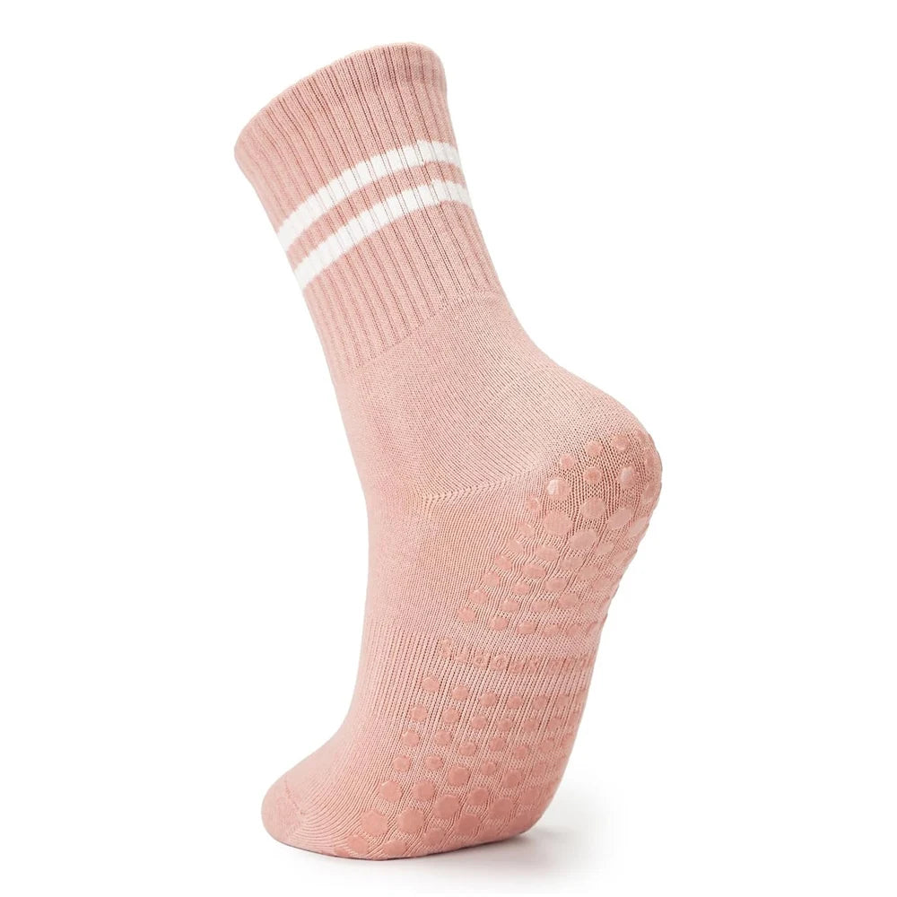 Yoga Pilates Socks with Grips for Women, Non Slip Grips Cotton Socks for Barre, Ballet, Dance, Workouts