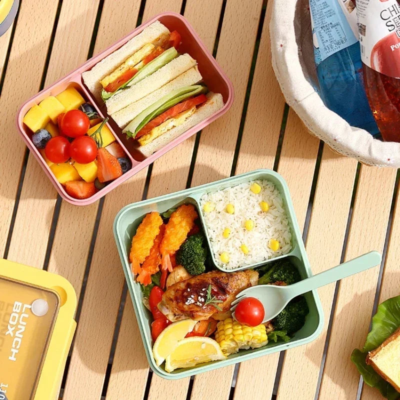 850ml/1100ml Portable Lunch Box Microwave Bento Boxes with Tableware for Kids School Office Leakproof Food Storage Container