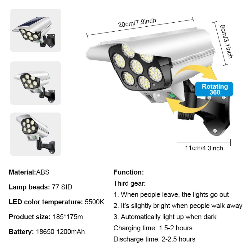 Solar Simulation Camera Lighting Motion Sensor Remote Control Fake Camera Waterproof Safety Light Outdoor Backyard Wall Lamp
