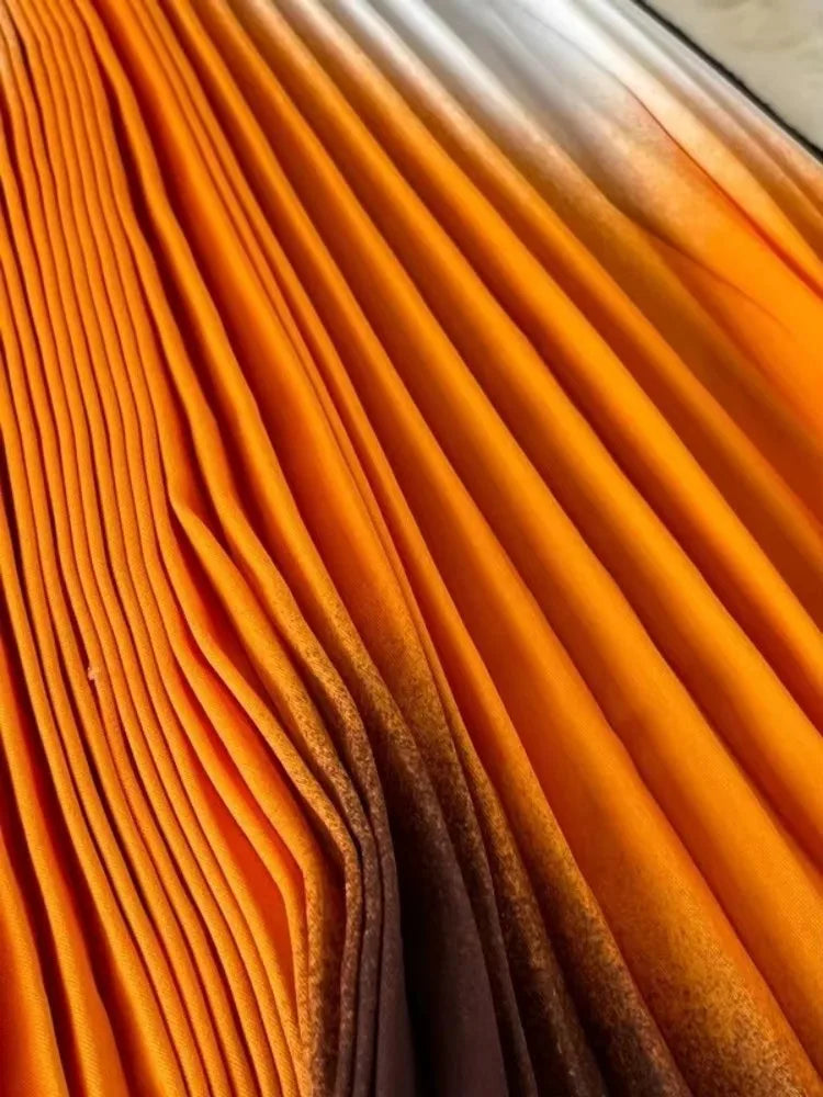 Autumn Winter Women Gradient Color Patchwork Pleated Sweater Dress Elegant Long Sleeve Midi Knitted Party Vestidos With Belt