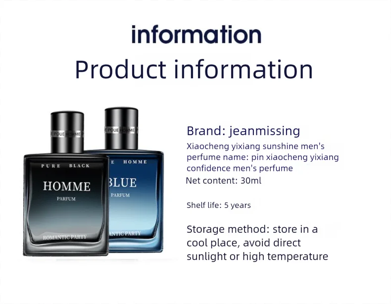 Man Perfumes Classic Pure BLUE Black EAU DE PARFUM Pheromone Perfume Azure Fragrance Body Spray for Men Gentlemen Attract Women