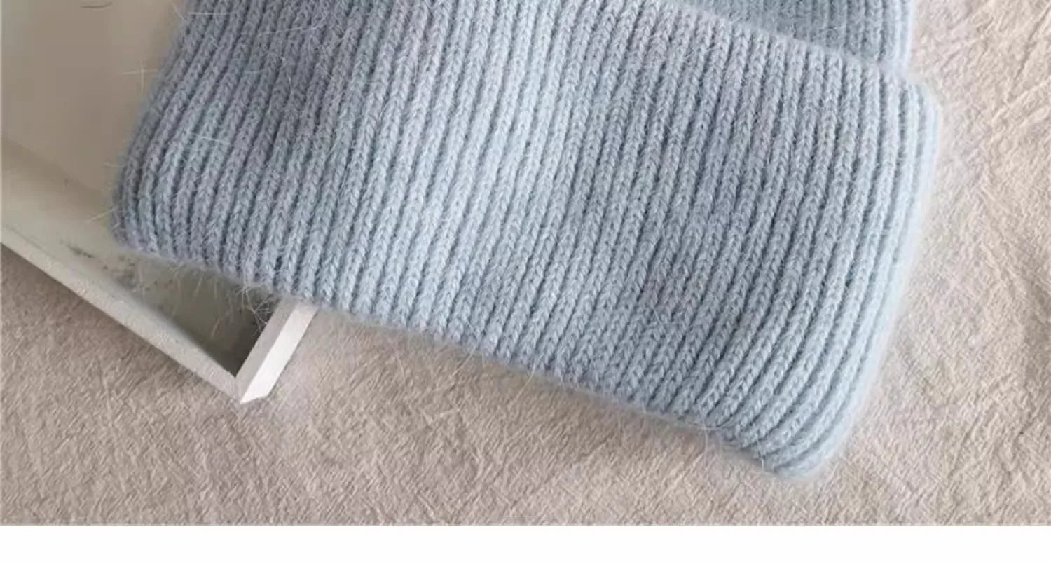 Women's Winter Hats Fashion Warm Bean Hats Solid Color Adult Hats Cute Knitted Hats Baotou Hats Autumn/Winter