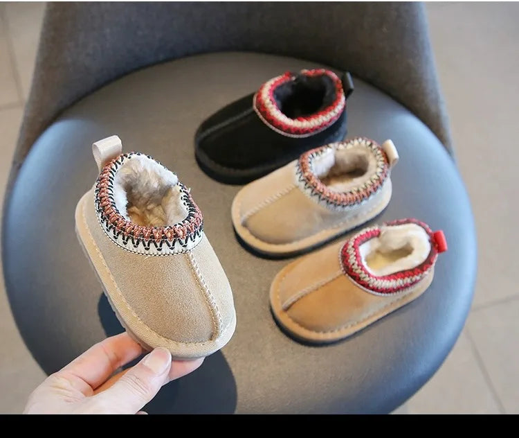 Baby Warm Casual Flat Low Top Snow Boots 2025 Winter Fashion Childrens' Concise Soft Soled Comfortable Non Slip Cotton Shoes