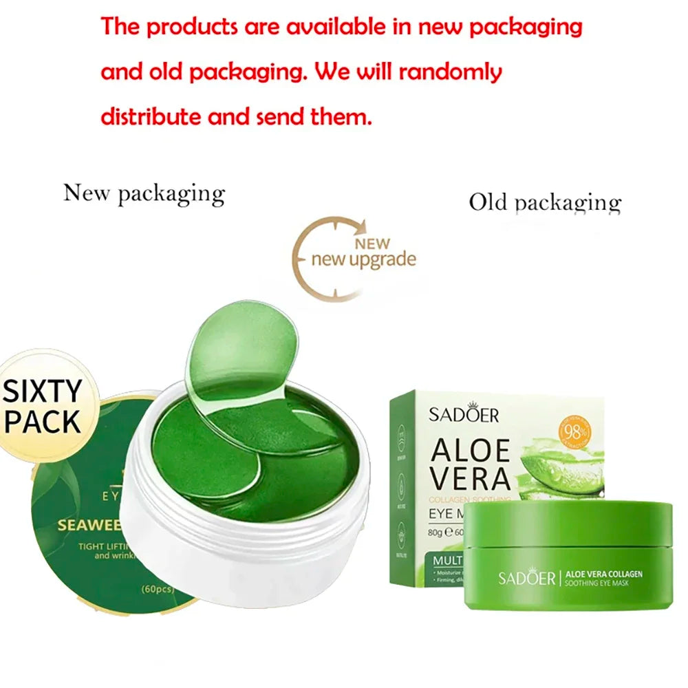 60pcs seaweed hyaluronic acid eye mask to remove dark circles collagen eye patch facial care products