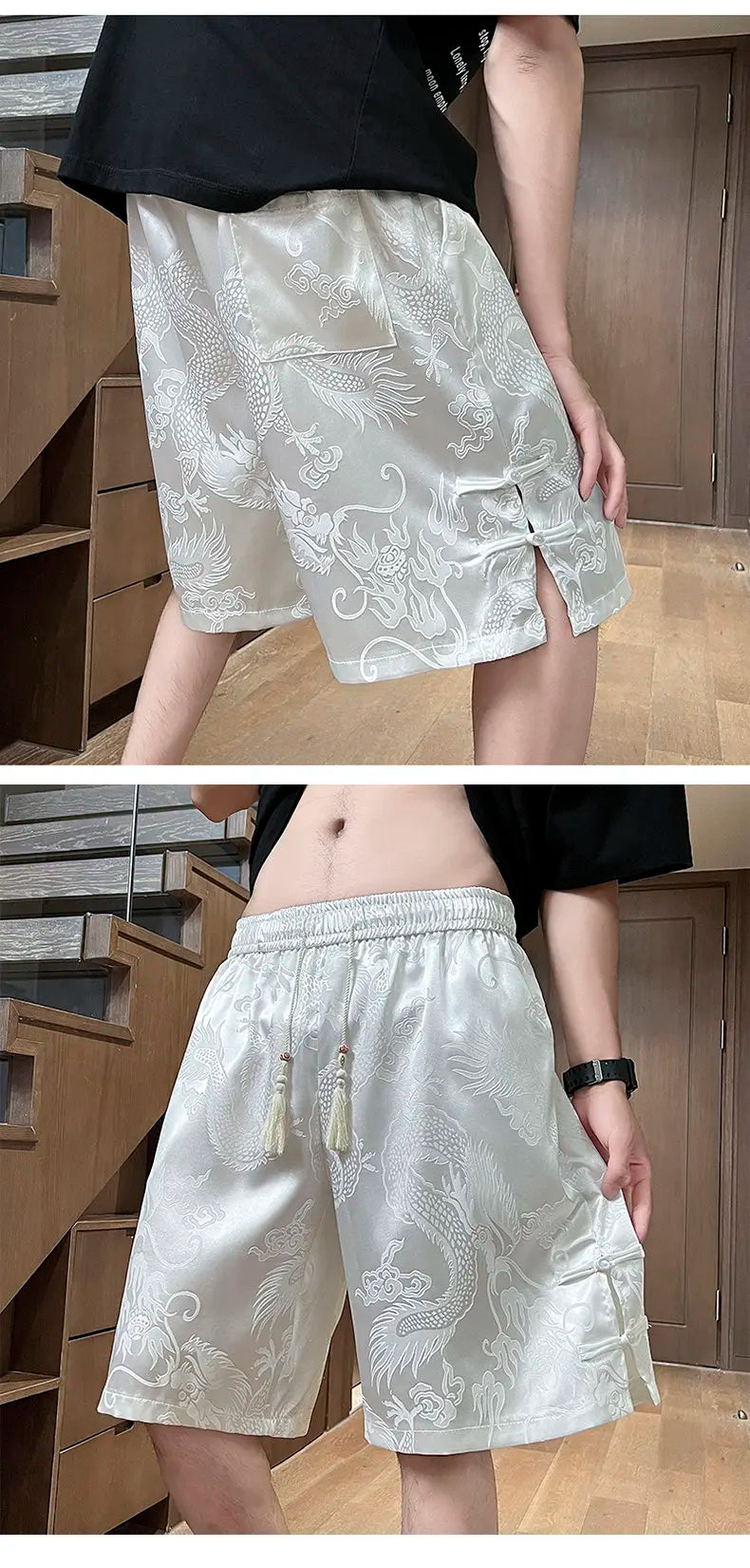 plus Size Men's Dragon Pattern Twill Shorts M-XXXXXL Straight Leg Summer Outdoor Work Pants Chinese Type Clothing