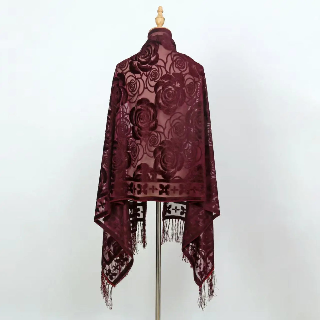2025 NEW Fashion Women Cut Flowers Hollow Lace Gradient Flower Silk Scarf Spring Shawls and Wraps Towel Femme Beach Sjaals
