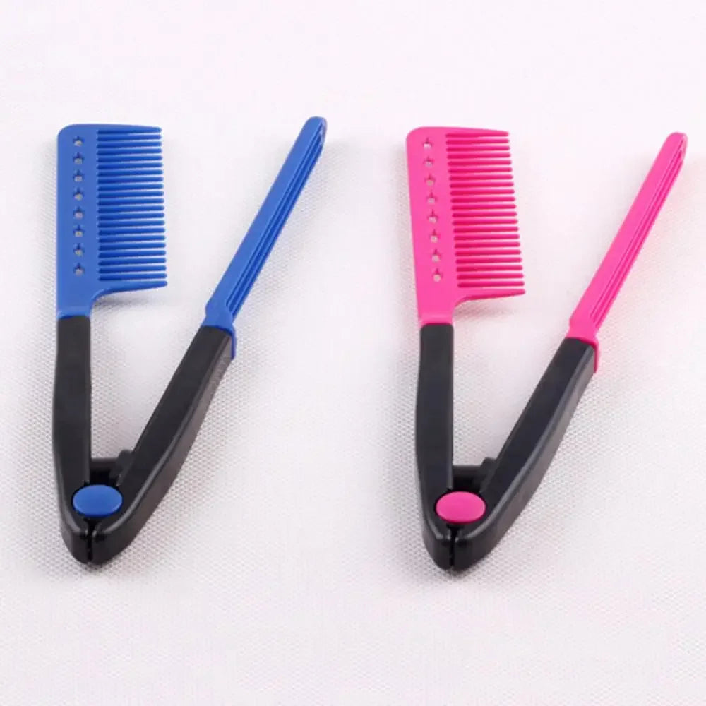 1pcs Folding V Type Hair Straightener Brush DIY Hairdress Tool Hairdressing Combs Natural Hair Styling Curling Comb Hair