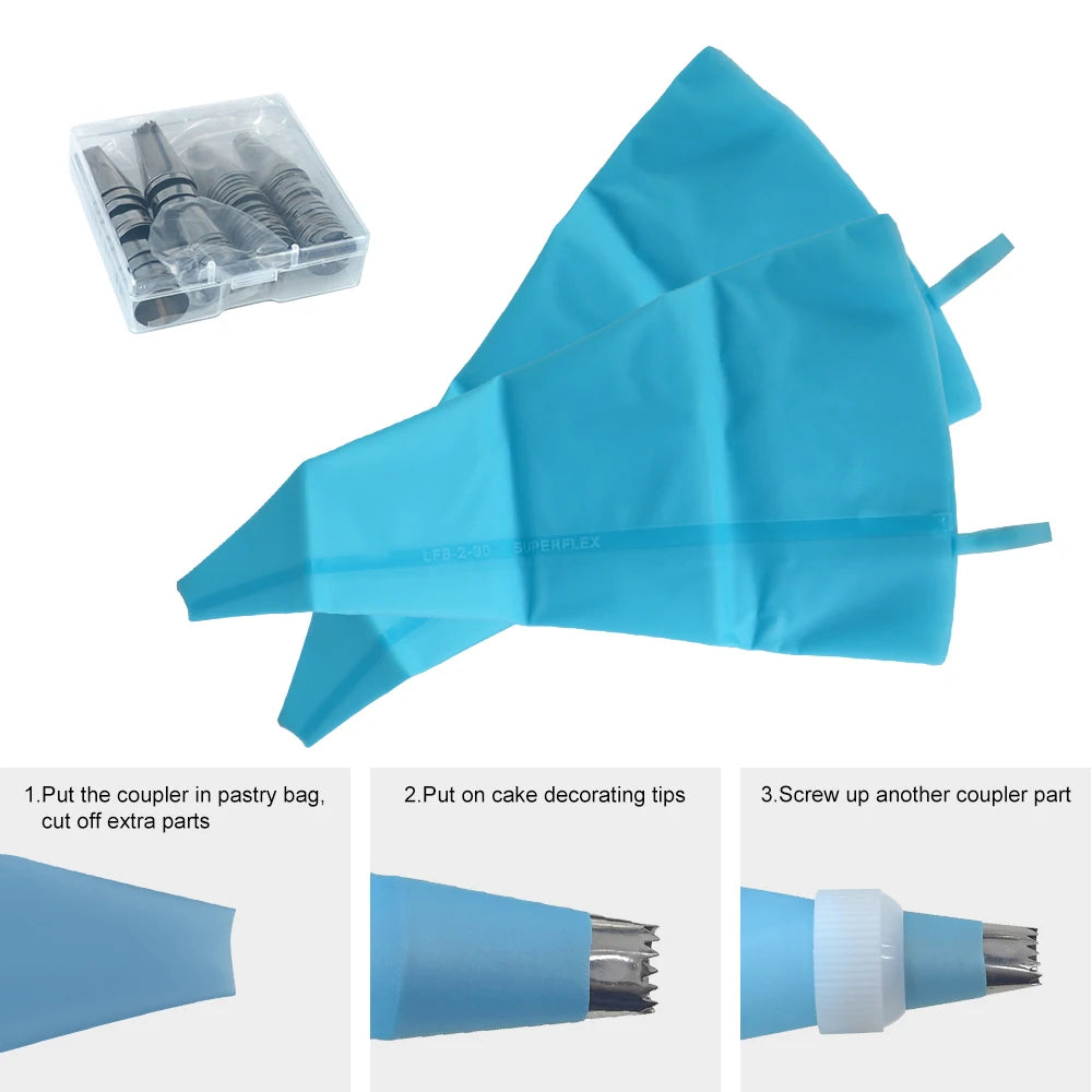 137Pcs Cake Decorating Tools Kit Pastry Turntable Kit Piping Nozzle Piping Bag Set Rotating Stand Baking Tools Accessories Bak