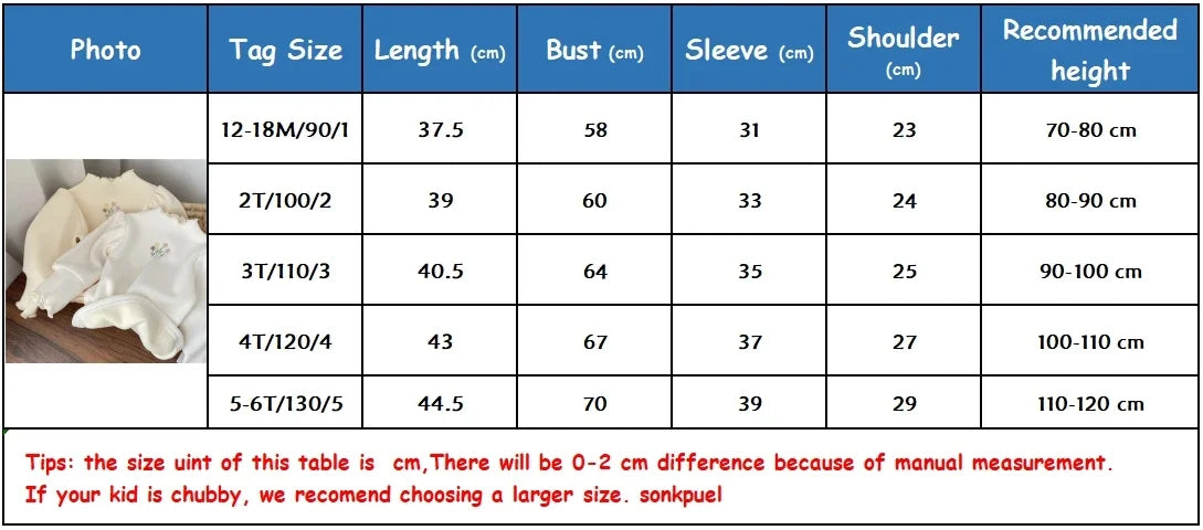 Baby Girls Top Winter Kids Warm Thickening Sweater Children Puff Sleeve Flower Embroidery Bottom Shirt 1-6 Years Casual Clothing