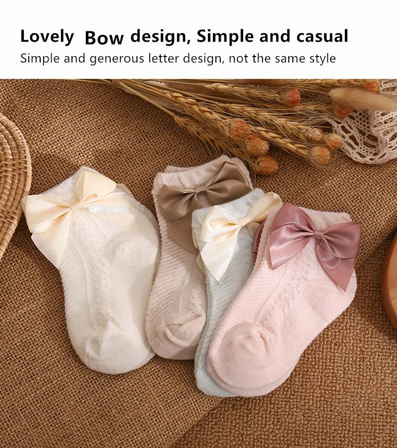 3Pairs/Lot Summer Baby Mesh Socks Bowknot Soft Cotton Newborn Sock Princess Infant Toddler Girls Cute Breathable Socks