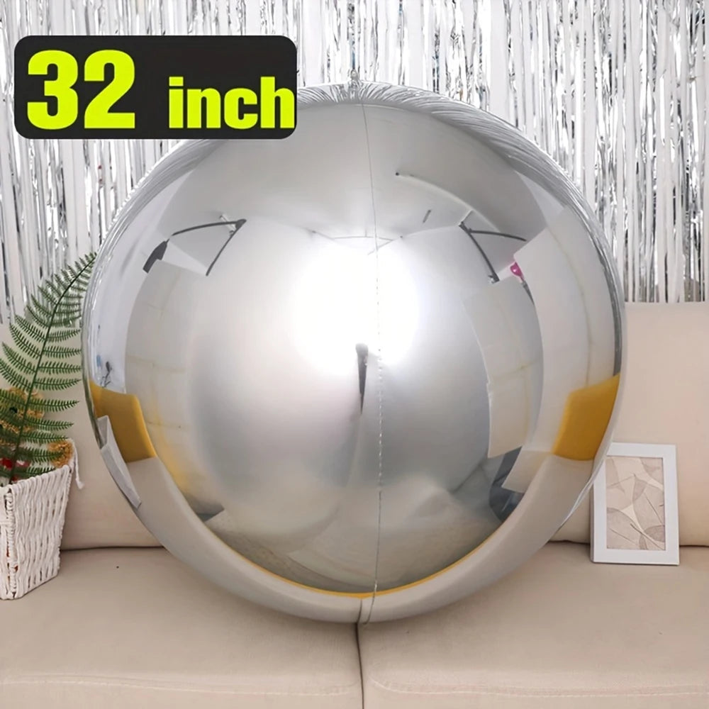 32" Silver Gold 4D Balloon Foil Mylar Sphere Balloon for Birthday Party Wedding Valentine's Day Baby Shower Decoration