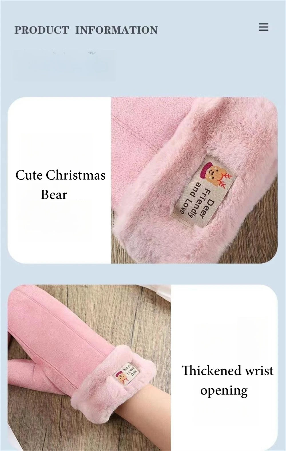 Women's Suede Plush Hanging Neck Gloves Winter Warm Windproof Gloves Outdoor Skiing Cold-Proof Student Mittens Christmas Gift