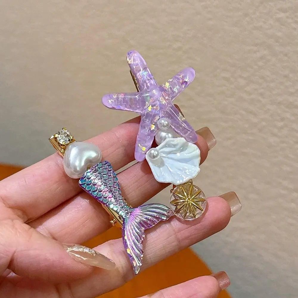 1/5Pcs Shell Starfish Hair Clips Ocean Series Mermaid Hairpins Girls Summer Beach Bang Clip Princess Barrette Hair Accessories