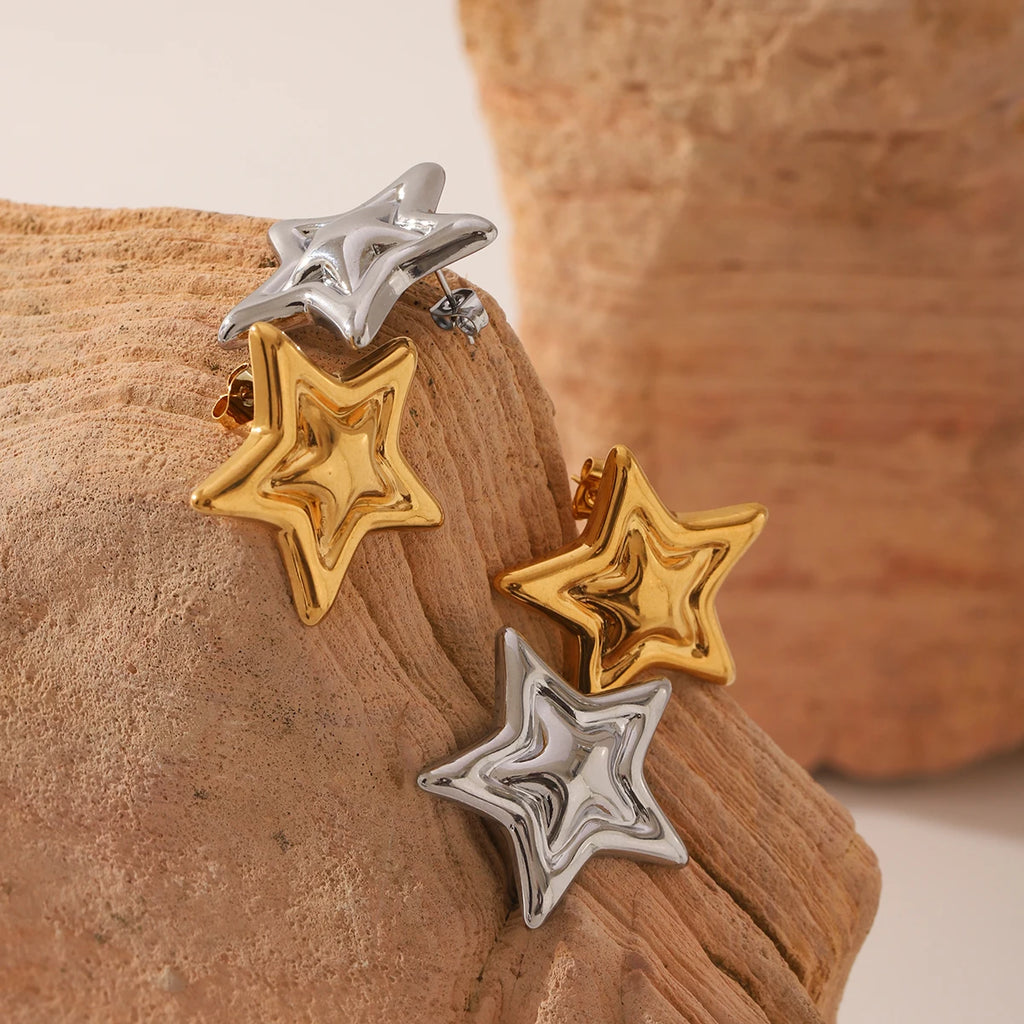 star Stainless steel earrings 18k gold plated  jewelry fashionable women's earring accessories Valentine's Day Gift For Woman