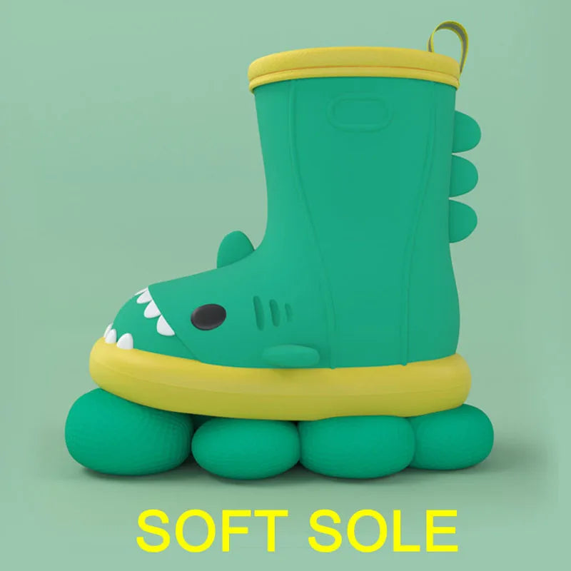 Children Baby Rain Boots Waterproof Rainshoes Cartoon Shark Todller Kids Shoes Boys Girls Water Shoes Soft Sole Anti-Slip