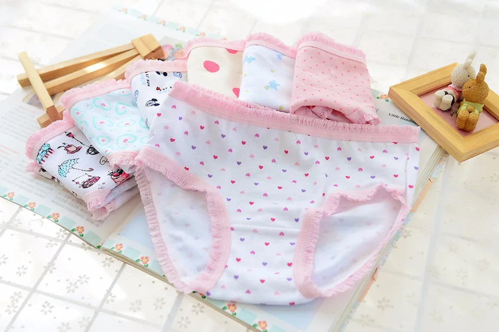 Wholesale(10pcs/lot) Cartoon Design Underwear For Children Kid, 100% Cotton Girls Shorts Underpants Knickers, 2 4 6 8 10 Years
