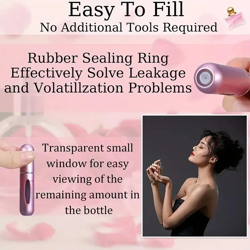 Travel Mini perfume Refillable Atomizer Container Portable Travel Size Scent Pump Case Fragrance Empty Spray Bottle 5ml