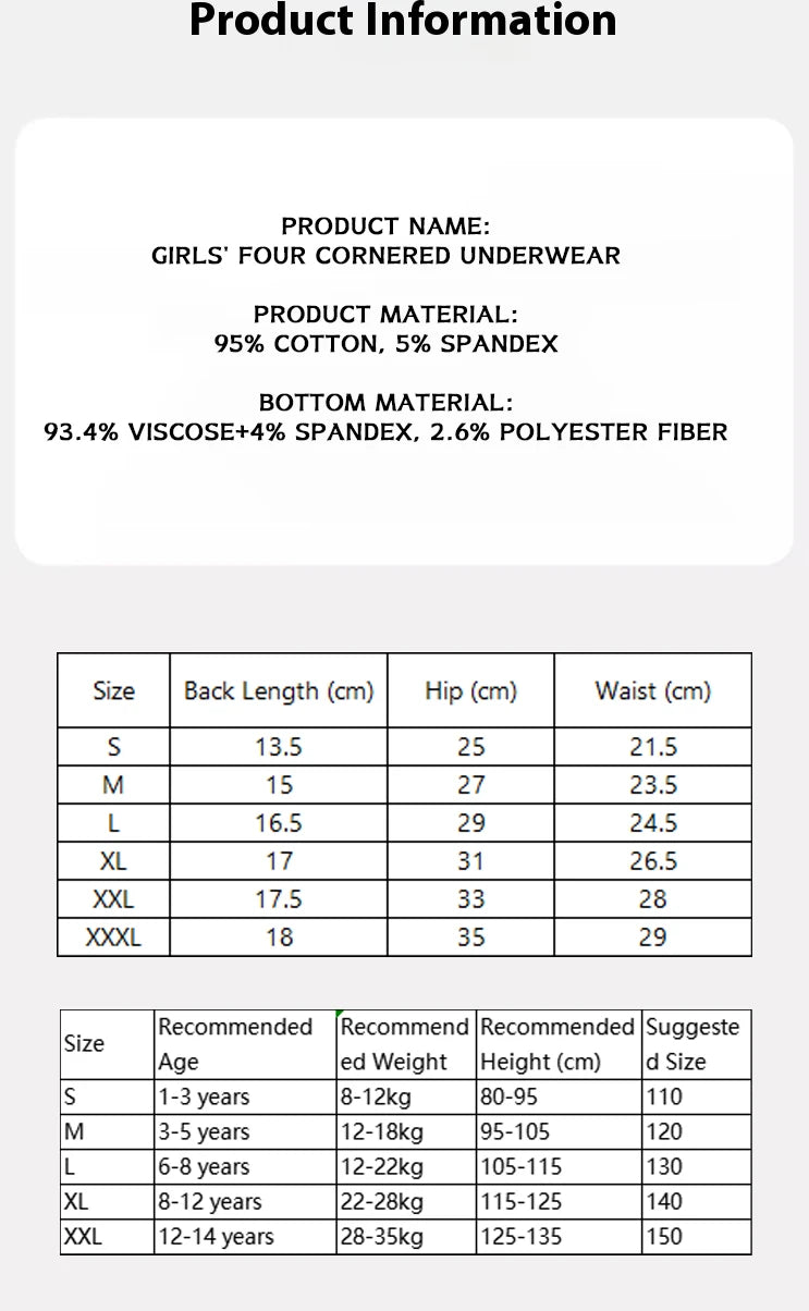 4Pcs/Lot Childen Girls Underwear Cartoon Cute Panties For Girl Cotton Toddlers Kids Breathable 1-14 Years Girls Briefs