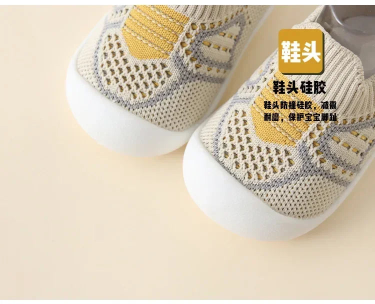 Baby Shoes Anti-slip Breathable Infant Crib Floor Socks with Rubber Sole for Children Girls Boys Mesh Shoes Soft Bottom Slippers