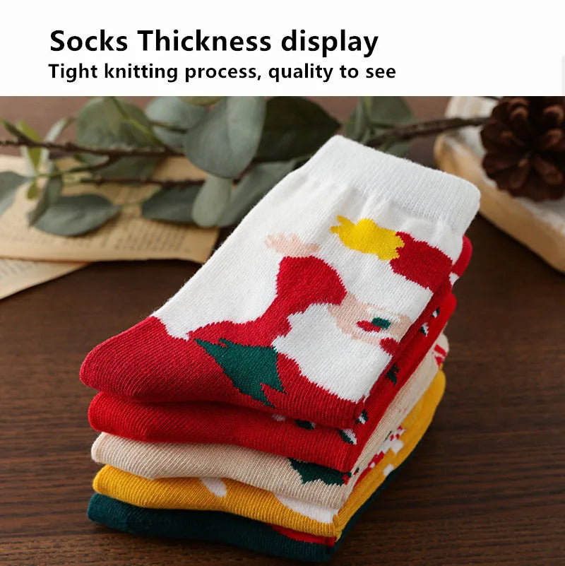 Kids Christmas Socks For 1-10Years Children's Short Socks Girls Boys Winter Warm Cotton Toddler New Year Gift Santa Claus Socks