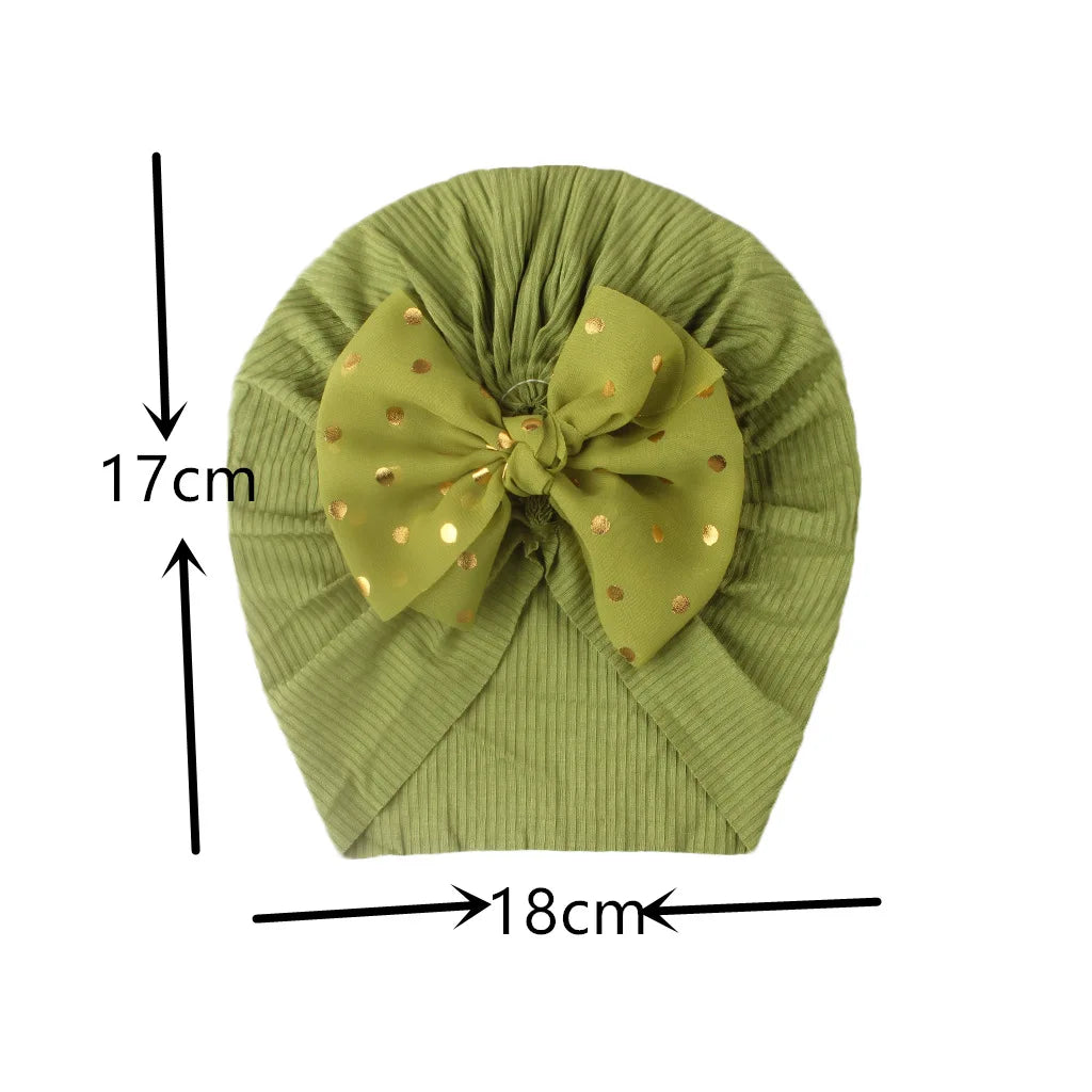 Cute Bow Baby Turban Hat Soft Elastic Kids Beanie Spring Summer Breathable Solid Color Baby Girl Bonnet Hats for Newborn Infant