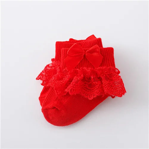 0-24Month Newborn Baby Socks For Girls Cotton Lace Infant Girls Sock Princess Bow Toddler Baby Girls Socks Four Season
