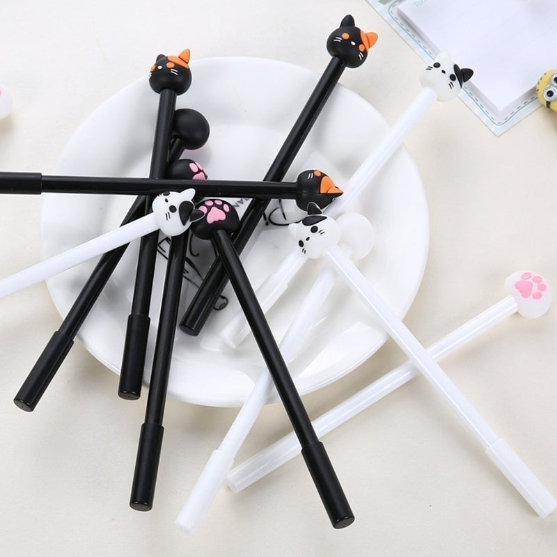 10pcs/batch Kawaii Cat Gel Signature Pen Cute Claw  Stylos Black Ink for Hand Account Writing Stationery Office School Supplies