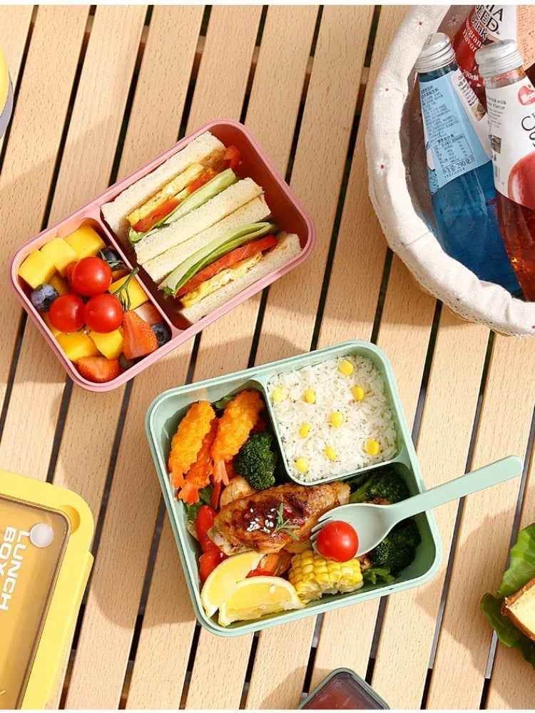 850ml/1100ml Portable Lunch Box Microwave Bento Boxes with Tableware for Kids School Office Leakproof Food Storage Container