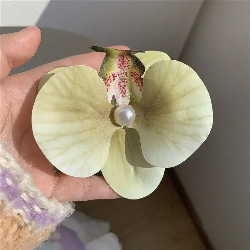 Phalaenopsis Pearl Hair Clip Flower Hairpin Orchid Butterfly Hairs Clip Hair Accessories Hair Styling Tools Bow Flower