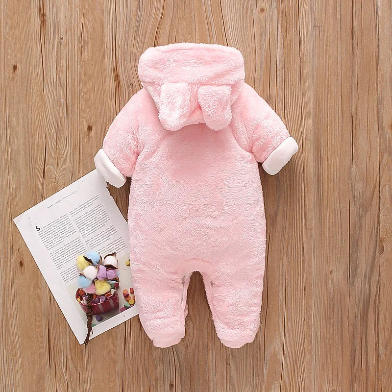 Autumn and Winter New Baby Plush Climbing Clothes Baby Warm and Thick Cartoon Dog Rabbit Cute Cotton Clothes for 0-2 Years