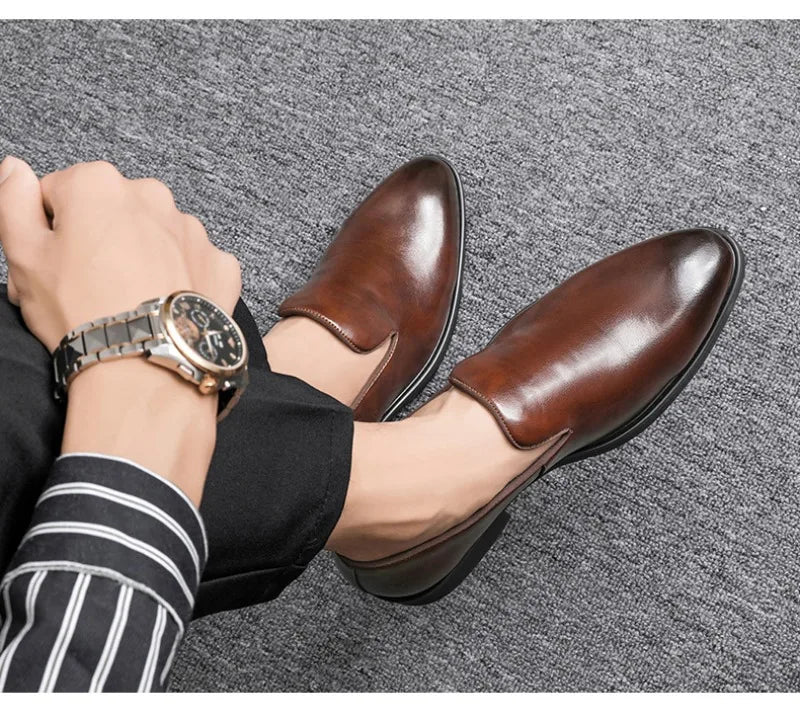 Men Shoes Classics Red Sole Leather Shoes Italian Brand Casual Shoe British Business Formal Dress Shoes Men's Loafers Big Size48