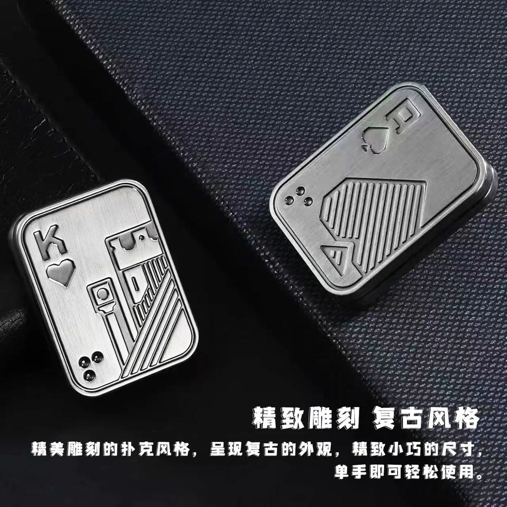 Stress Relief Push Card Metal Fingertip EDC Poker A K King Gyro Toy for Office Adults Anti Anxiety Fidget Papa Coin