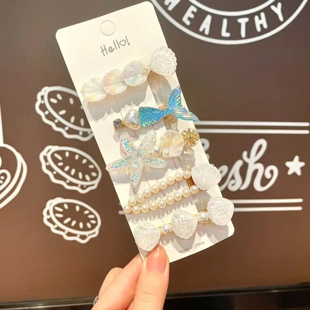 1/5Pcs Shell Starfish Hair Clips Ocean Series Mermaid Hairpins Girls Summer Beach Bang Clip Princess Barrette Hair Accessories