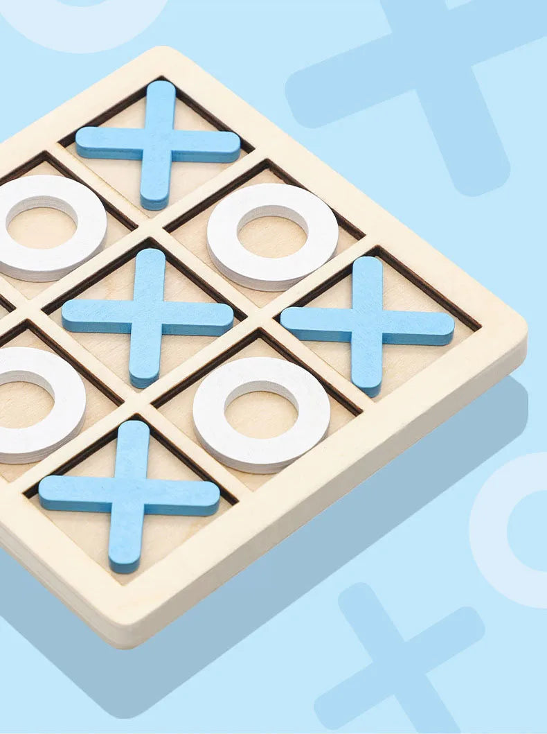 Montessori XO Chess Jigsaw Puzzle 3D Geometric Shapes Board Games For Kids Children Educational Wooden Toys