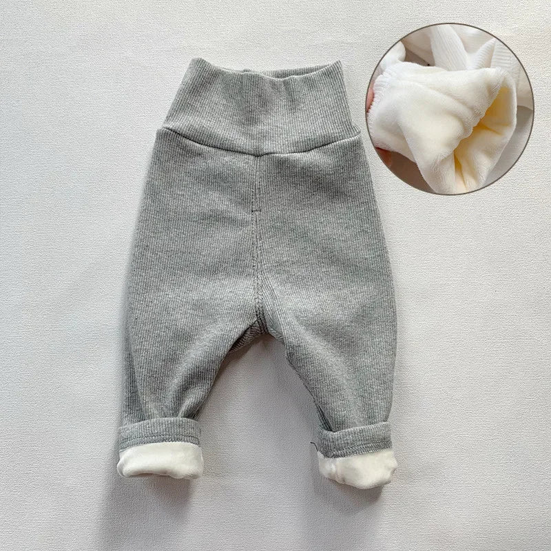 4991 Baby Pants 2024 Winter Spring Ins High Waist Belly Pants Infant Cotton Leggings Plus Velvet 2 Style Thick Pants