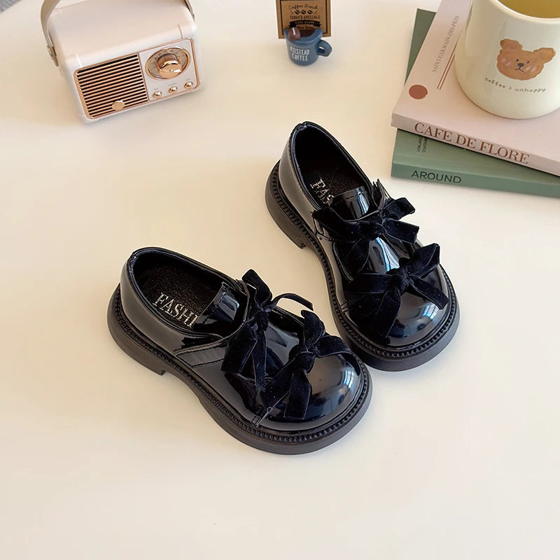 Children Leather Shoes Spring New Princess Shoes for Girls Wine Red Versatile Kids Fashion Wedding Party Mary Jane Shoes Glossy